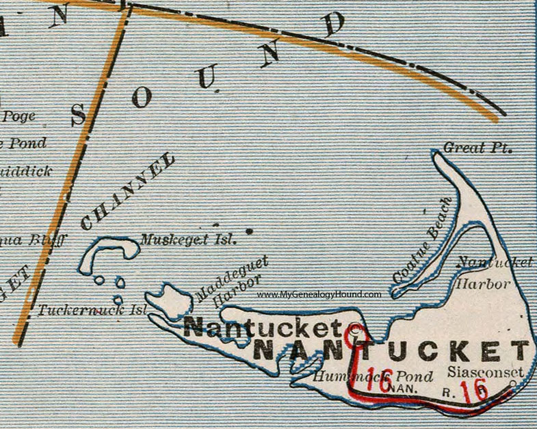 Nantucket County, Massachusetts, 1901, Map, Cram, Siasconset, MA
