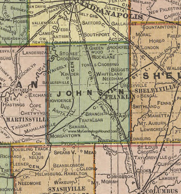Johnson County, Indiana, 1908 Map, Franklin