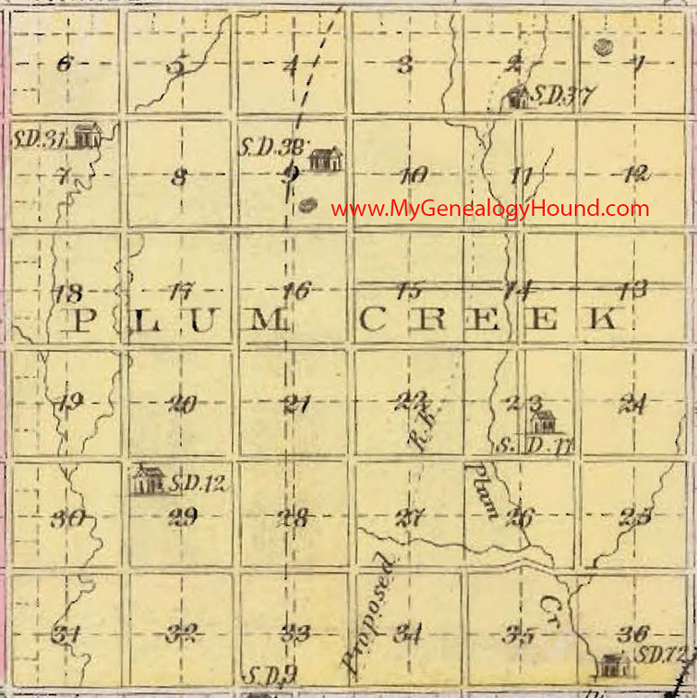 Plum Creek Township, Mitchell County, Kansas 1887 Map KS