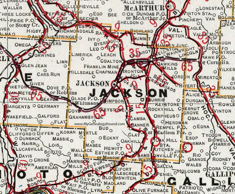 Jackson County, Ohio 1901 Map Wellston, Oak Hill, Coalton, Glen Roy, Keystone, Wainwright, Limerick, Chapman, Orpheus, Lincoln, OH