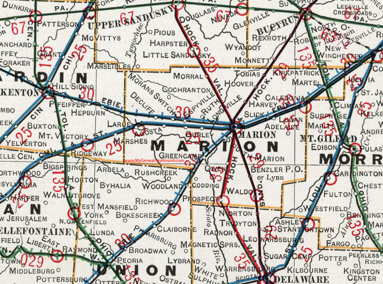 Marion County, Ohio 1901 Map La Rue, Morral, Green Camp, Prospect, Waldo, Caledonia, Martel, Kirkpatrick, DeCliff, Owens, OH