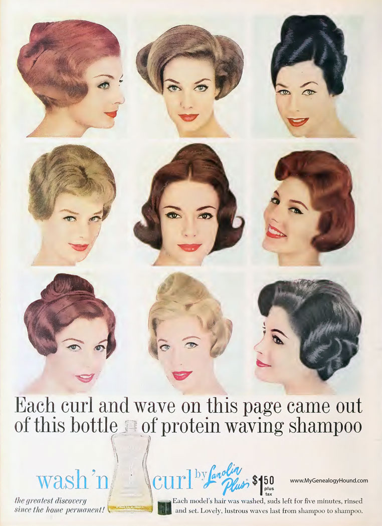 Wash'n Curl, 1960, hair styles, vintage advertisement