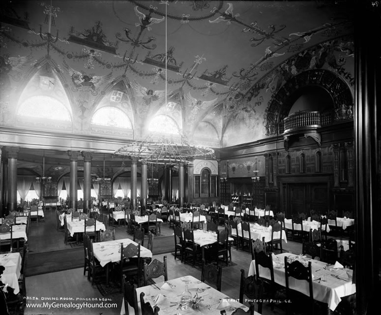 The Dining Room of The Ponce de Leon Hotel, St. Augustine, Florida, historic photo