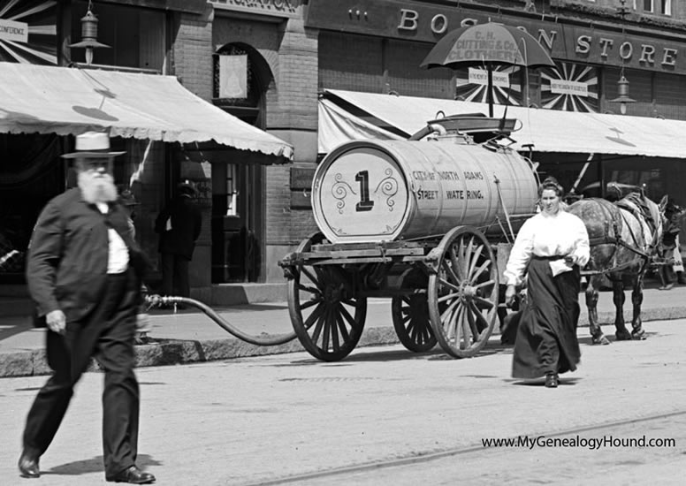 City of North Adams Street Watering, water wagon used for watering down the dusty streets