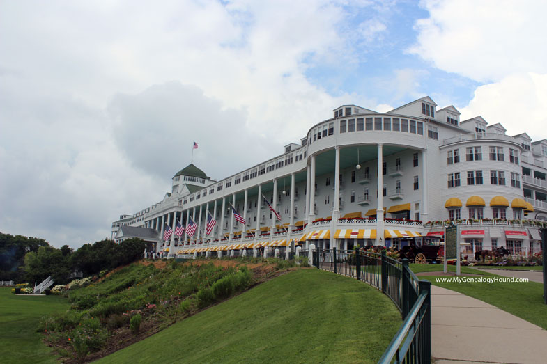 The Grand Hotel on Mackinac Island, Michigan. This hotel was the setting for the movie, Somewhere In Time, featuring Christopher Reeves and Jane Seymour. 2017 photo.