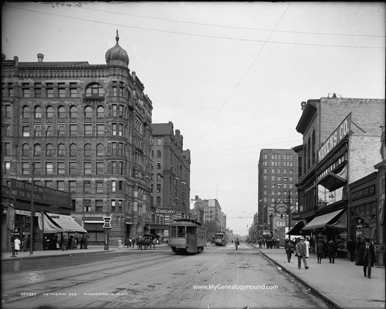 Minneapolis, Minnesota, Hennepin Avenue, 1908, historic photo