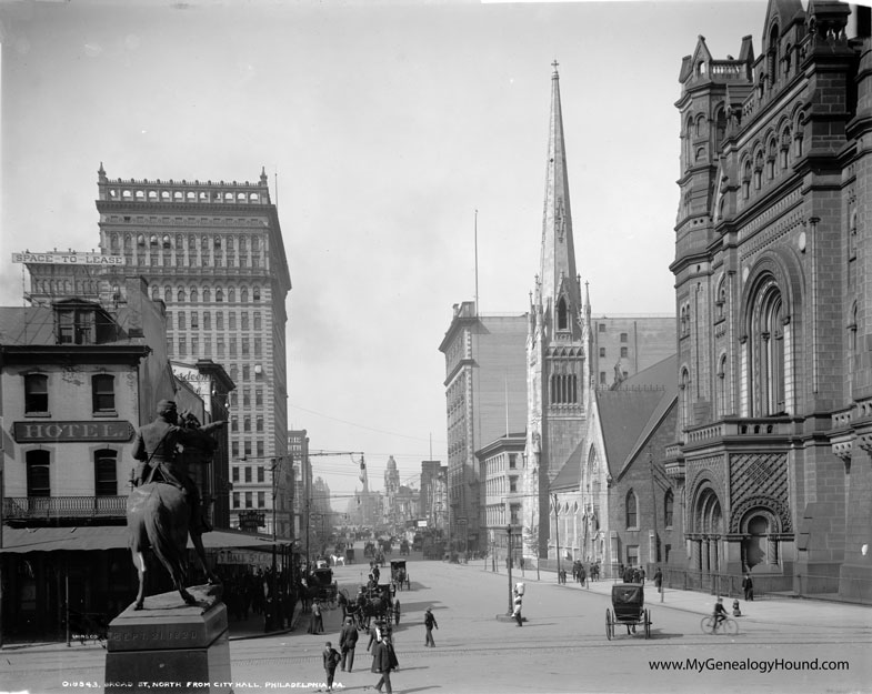 Philadelphia, Pennsylvania, Broad Street, North from City Hall, 1905, historic photo