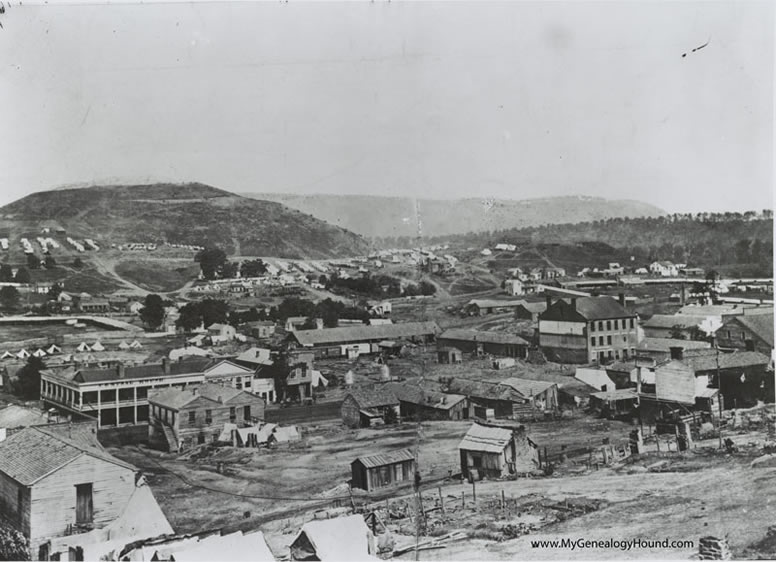 Chattanooga, Tennessee, Aerial View, 1864, historic photo