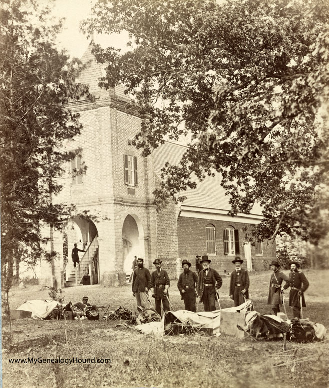 New Kent, Virginia St. Peter's Church during the Civil War, historic photo