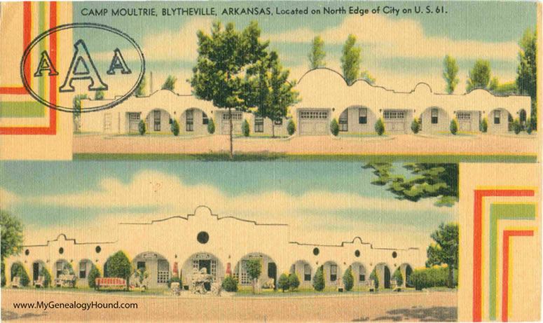 Blytheville, Arkansas, Camp Moultrie, vintage postcard, historic photo