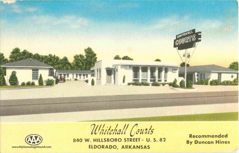 El Dorado, Arkansas, Whitehall Courts, vintage postcard, historic photo