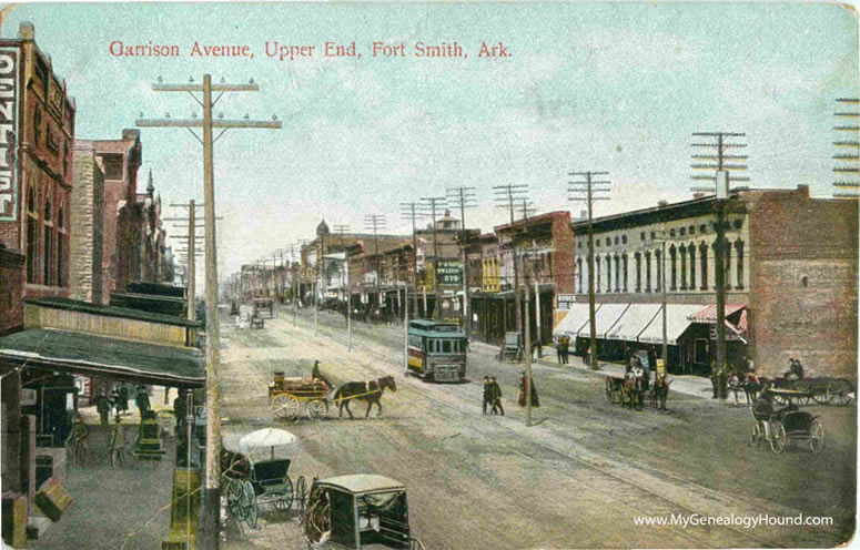 Fort Smith, Arkansas Garrison Avenue, Upper End vintage postcard, historic photo