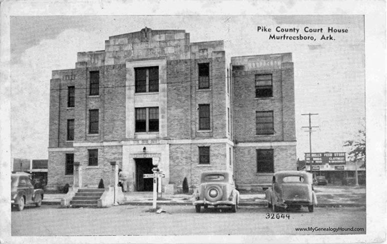 Murfreesboro, Arkansas, Pike County Court House, vintage postcard, historic photo