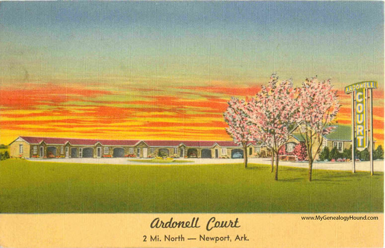 Newport, Arkansas, Ardonell Court, vintage postcard, historic photo