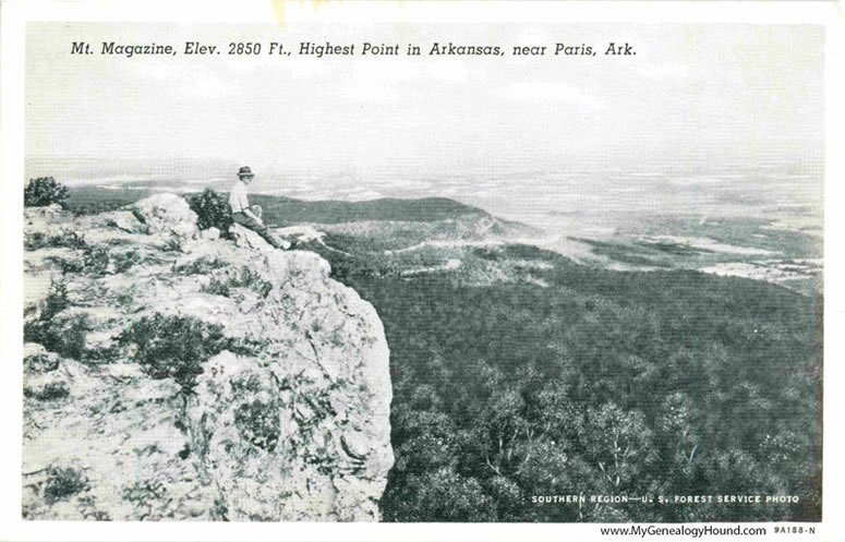Paris, Arkansas, Mt. Magazine, vintage postcard, historic photo