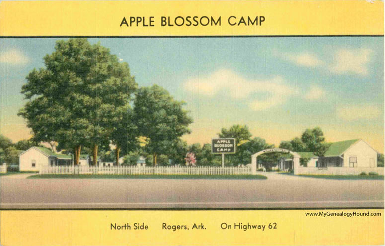 Rogers, Arkansas, Apple Blossom Camp, vintage postcard, historic photo