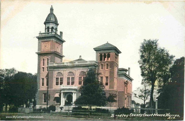 Warren, Arkansas, Bradley County Court House, vintage postcard, historic photo