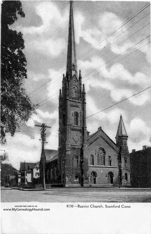 Stamford, Connecticut, Baptist Church, vintage postcard photo