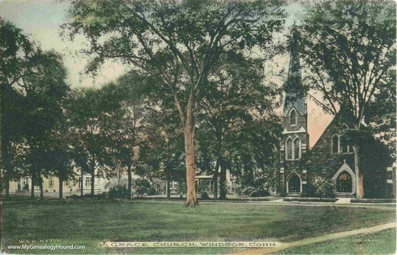 Windsor, Connecticut, Grace Church, vintage postcard photo