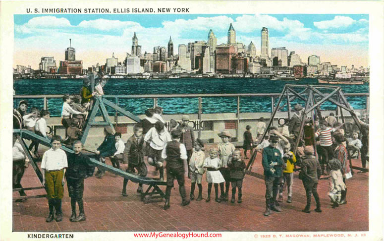 Ellis Island Kindergarten Vintage Postcard