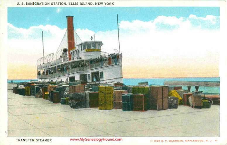 Ellis Island Transfer Steamer Vintage Postcard