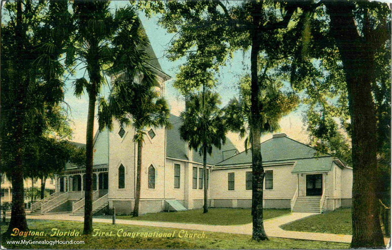 Daytona, Florida, First Congregational Church, vintage postcard photo