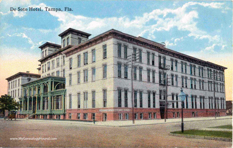 Tampa, Florida, DeSoto Hotel, vintage postcard photo