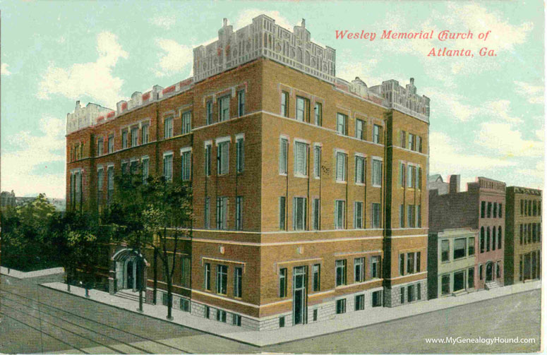 Atlanta, Georgia, Wesley Memorial Church, vintage postcard photo