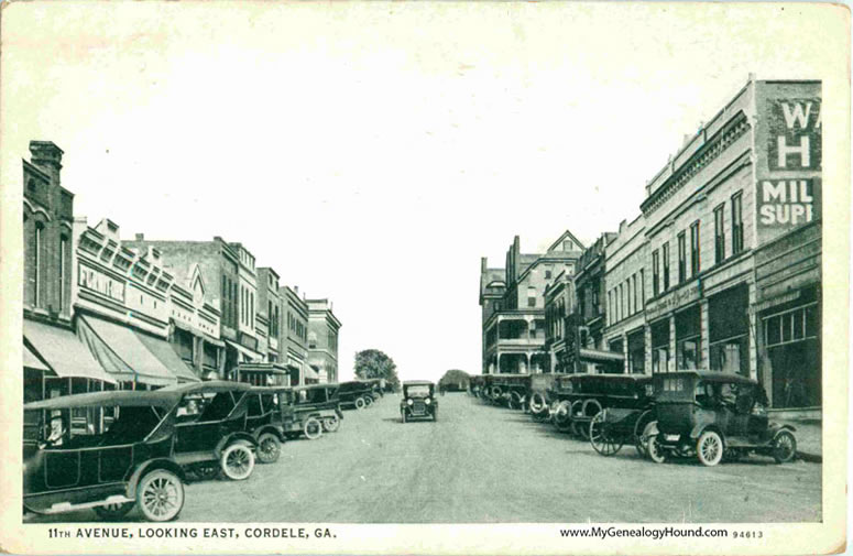 Cordele, Georgia, 11th Avenue, Looking East, vintage postcard, historic photo