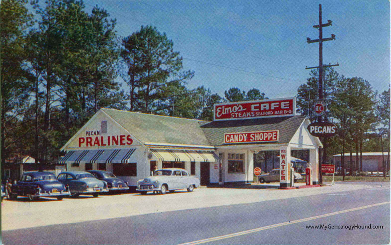 Kingsland, Georgia, Elmo's Cafe, vintage postcard photo
