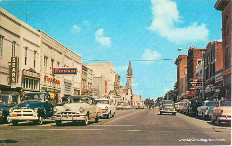 Valdosta, Georgia, Patterson Street, Looking North, vintage postcard, historic photo