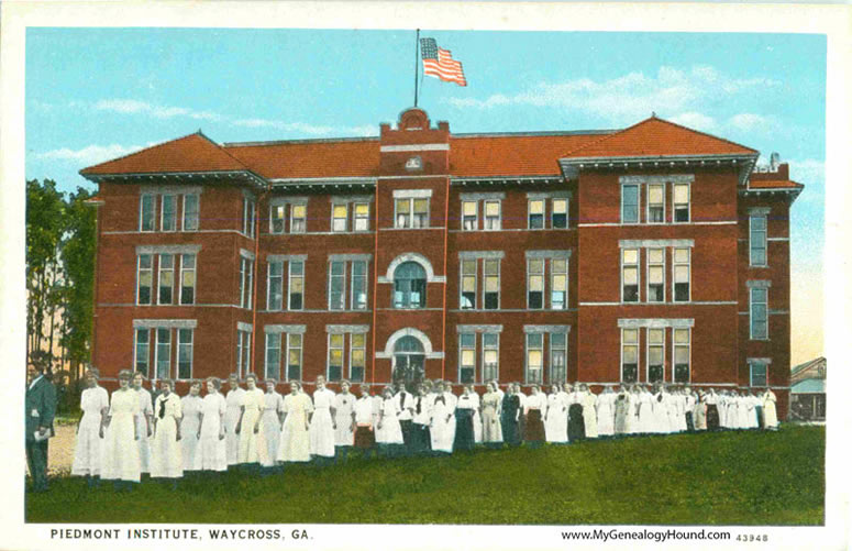 Waycross, Georgia, Piedmont Institute, vintage postcard, historic photo