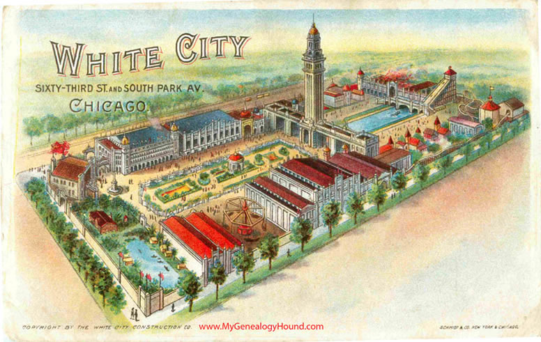 Chicago, Illinois, White City Amusement Park vintage postcard, historic photo