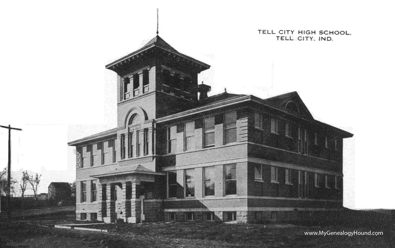 Tell City, Indiana, Tell City High School, vintage postcard, historic photo