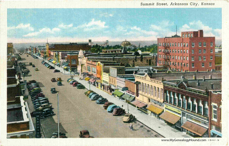 Arkansas City, Kansas, Summit Street, vintage postcard, historic photo