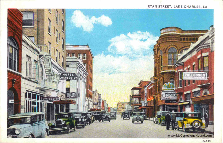 Lake Charles, Louisiana, Ryan Street, vintage postcard photo