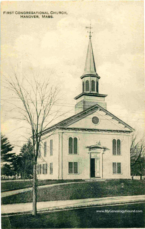 Hanover, Massachusetts, First Congregational Church, vintage postcard, historic photo