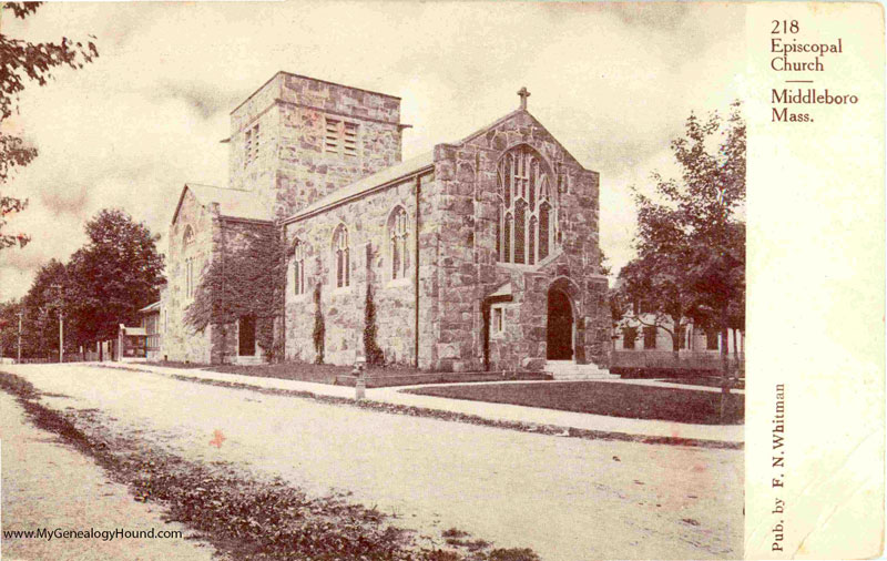 Middleboro, Massachusetts, Episcopal Church, vintage postcard, historic photo