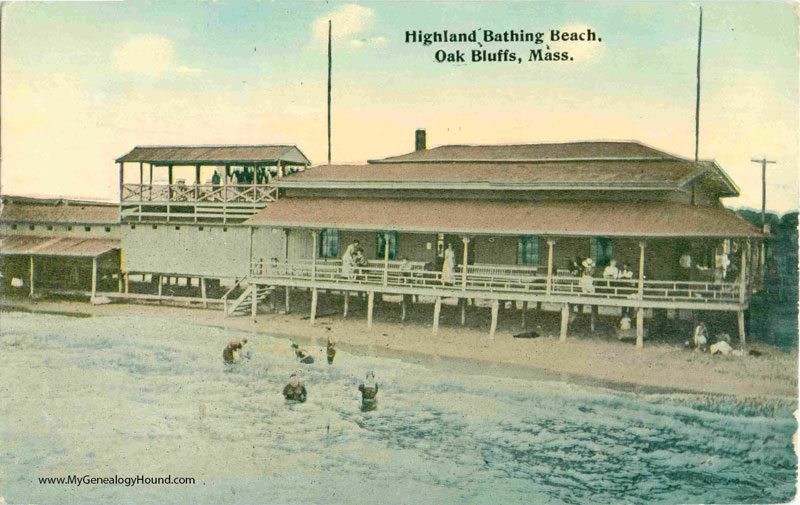 Oak Bluffs, Massachusetts, Highland Bathing Beach, vintage postcard, historic photo
