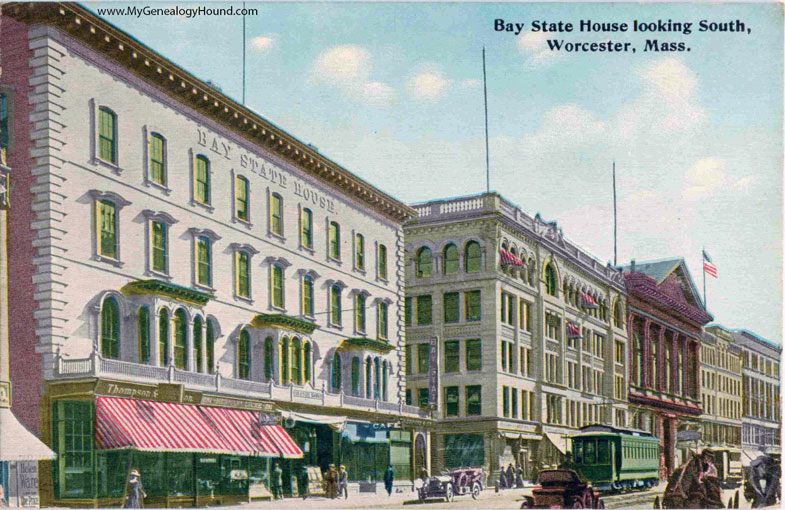 Worcester, Massachusetts, Bay State House looking South, vintage postcard photo