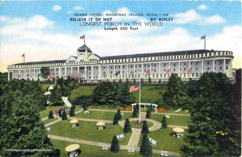 Grand Hotel, Mackinac Island, Michigan,  postcard postmarked in 1951.