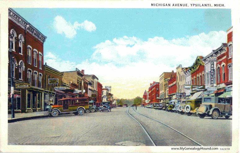 Ypsilanti, Michigan, Michigan Avenue, vintage postcard photo