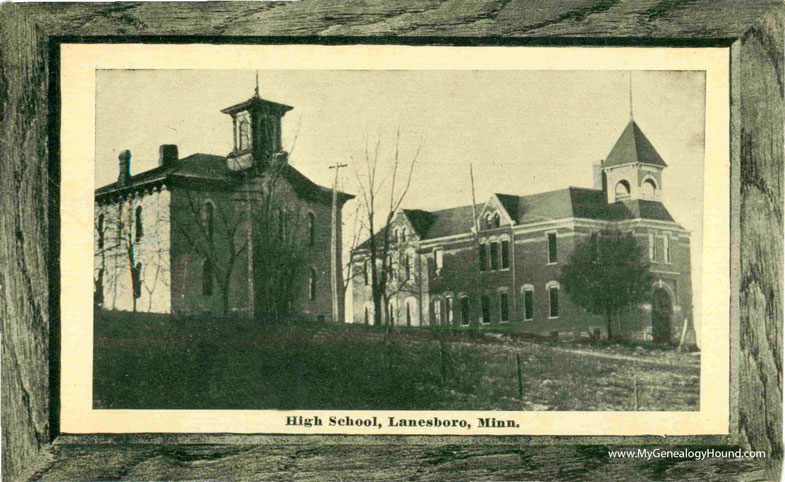 Lanesboro, Minnesota, High School, vintage postcard photo