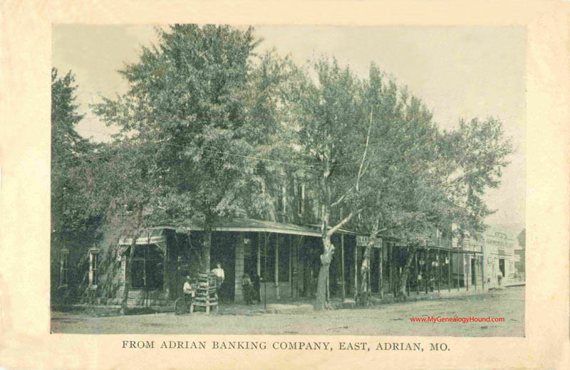 Adrian, Missouri Adrian Banking Company, East, vintage postcard, historic photo