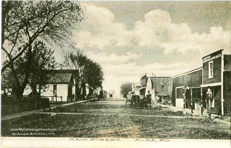 Alma, Missouri, Main Street, vintage postcard photo