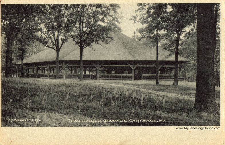 Carthage, Missouri, Chatauqua Grounds, vintage postcard photo Carthage, Missouri, Chatauqua Grounds, vintage postcard photo