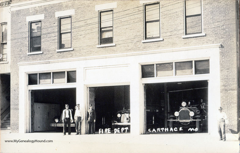 Carthage, Missouri, Fire Department, vintage postcard photo