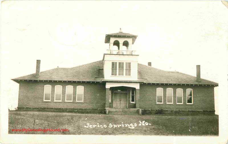 Jerico Springs, Missouri High School vintage postcard, historic, photo