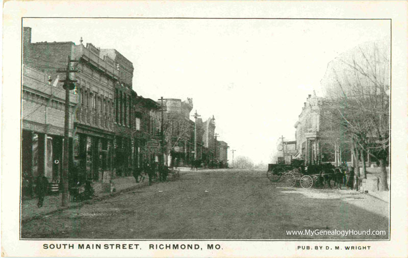 Richmond, Missouri, South Main Street, vintage postcard, historic photo