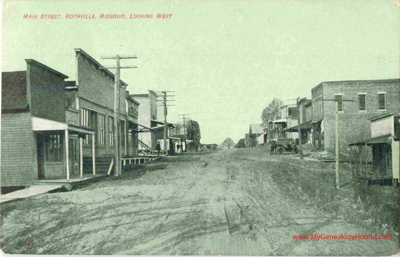 Rothville, Missouri, Main Street Looking West, Vintage Postcard, historic photo